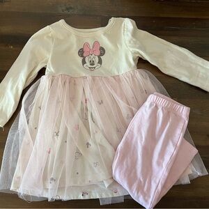 Cream and Pink Minnie Mouse Dress with Leggings
